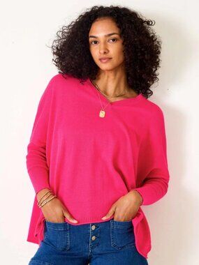 MERSEA Catalina V-Neck Sweater Lipstick Pink One Size NWT